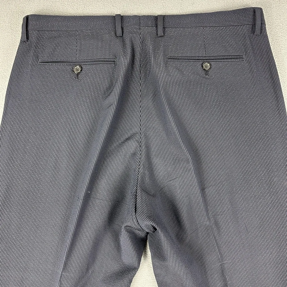 Banana‎ Republic Pants Mens 36x32 Charcoal Pinstripe Slim Fit Marzotto Wool Silk
